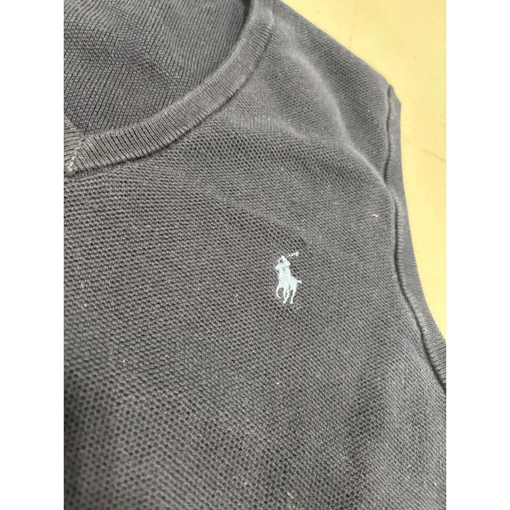 Polo Ralph Lauren Mens Pima Cotton V-Neck Sweater Vest Navy Blue‎ Large L